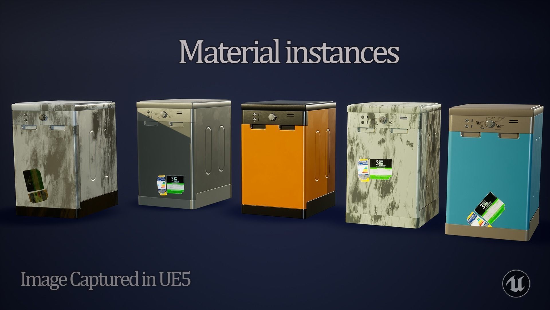 3D model Dishwasher game ready PBR metal box with wires VR / AR / low