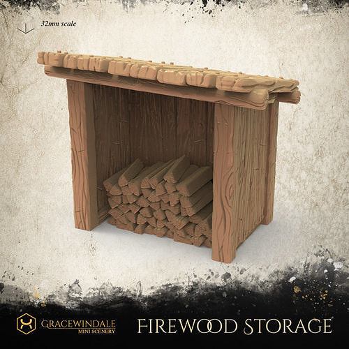Firewood Storage 3D model 3D printable CGTrader