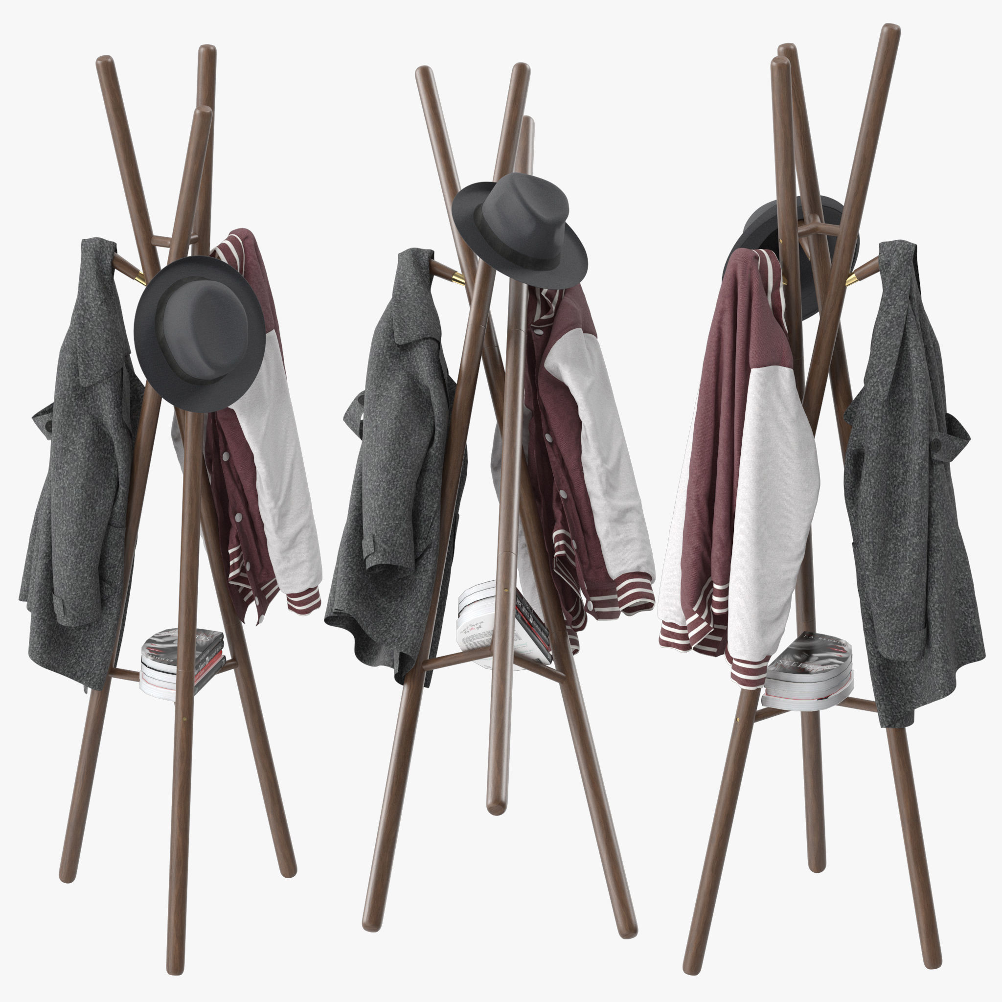Aibiju Wooden Coat Rack 3D model | CGTrader