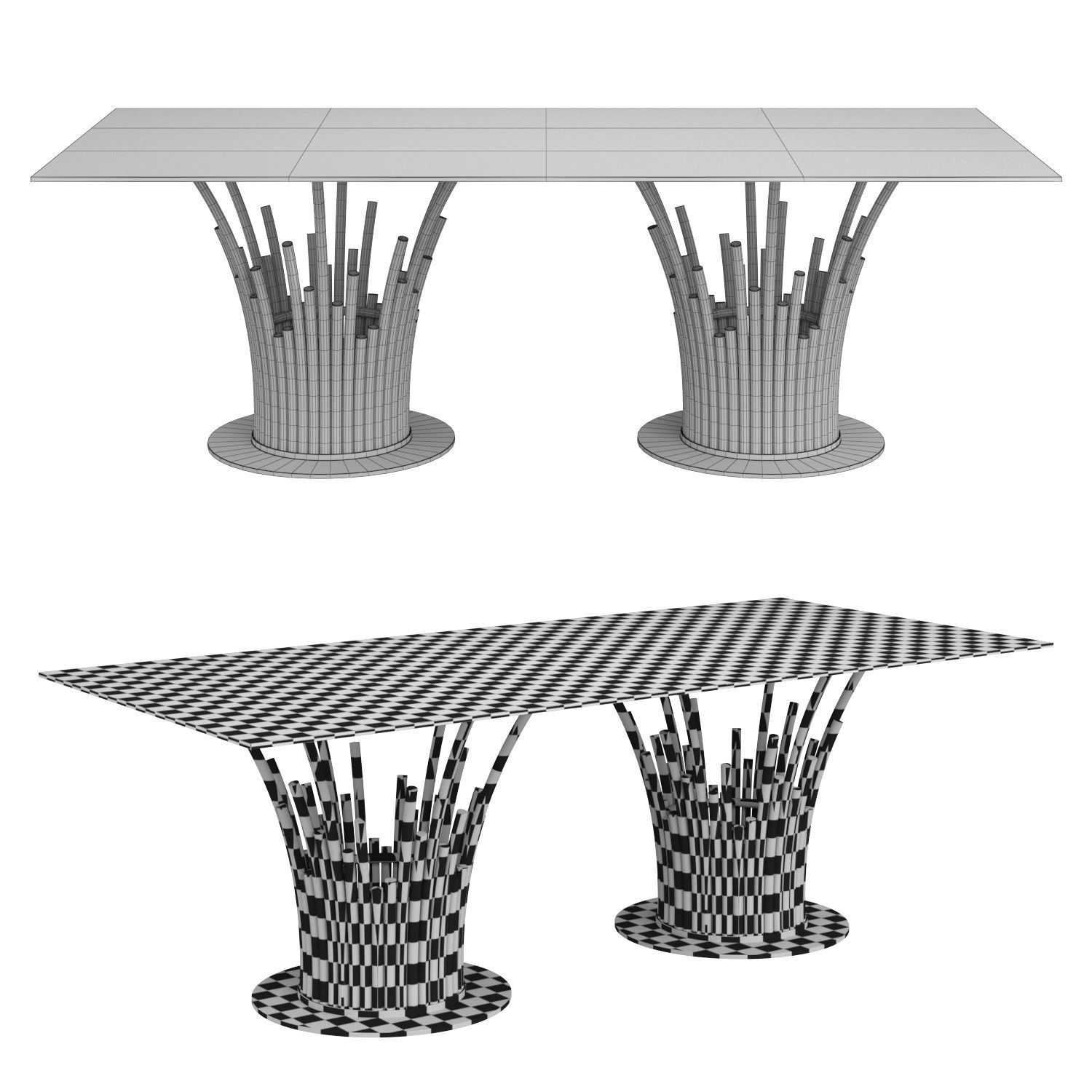 Clement Gold Glass Dining Table 3D model CGTrader