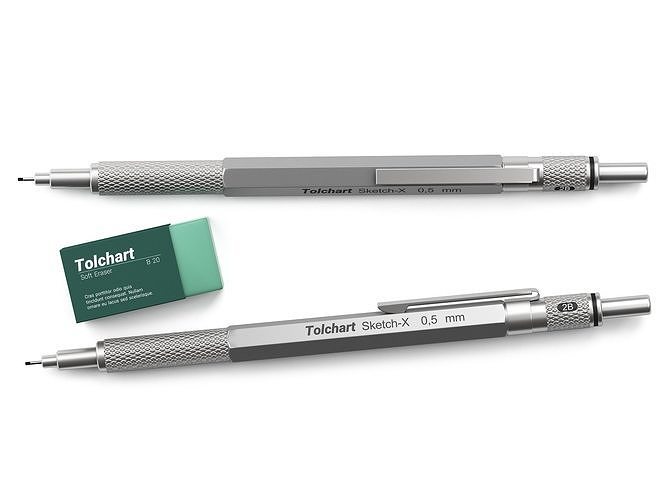 Mechanical Pencil and Eraser Set 3D model CGTrader