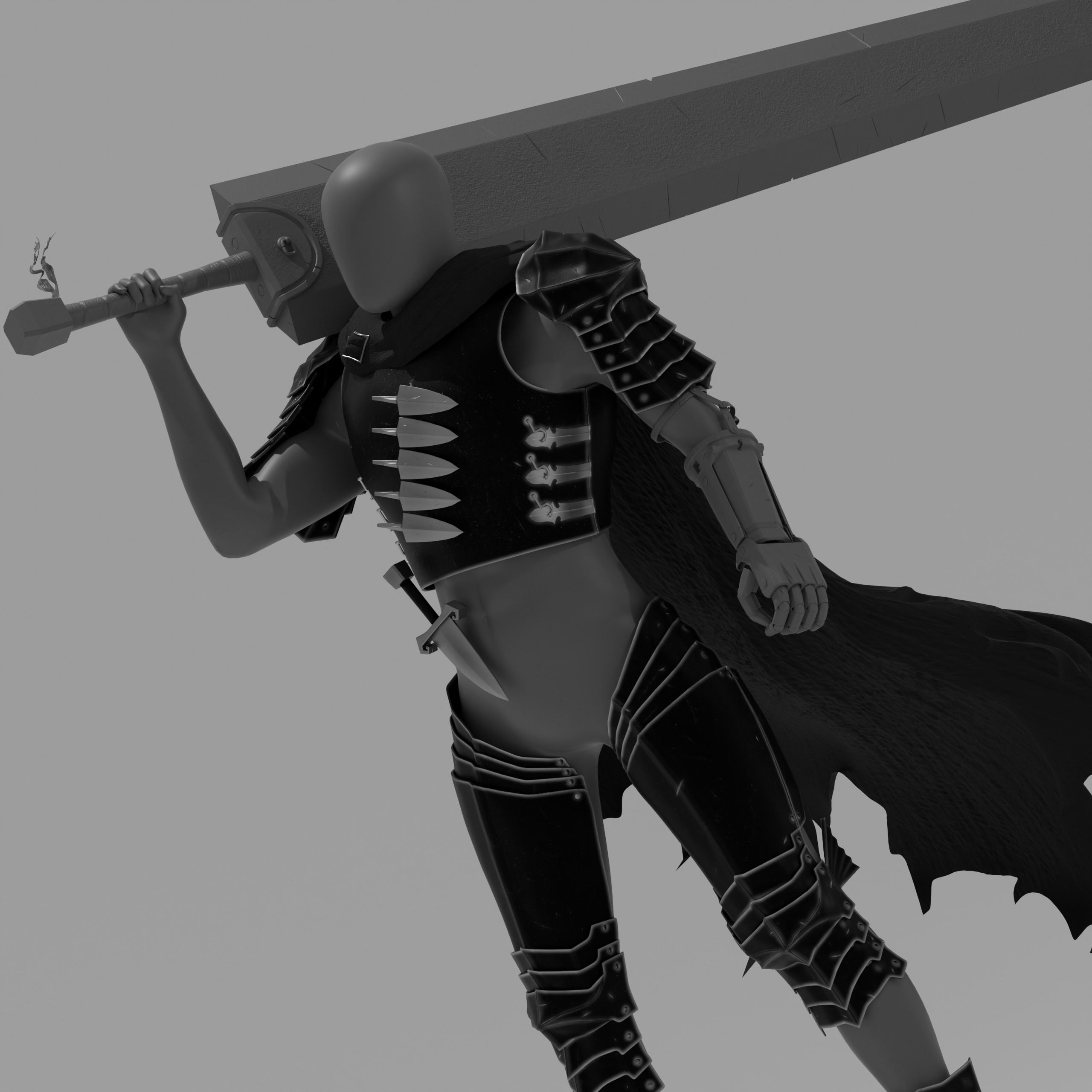 Black Swordsman Armor Manga Accurate 3D Model For Cosplay 3D model 3D ...