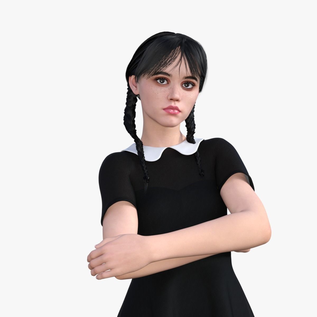 3D Model Wednesday Addams VR AR Low poly CGTrader