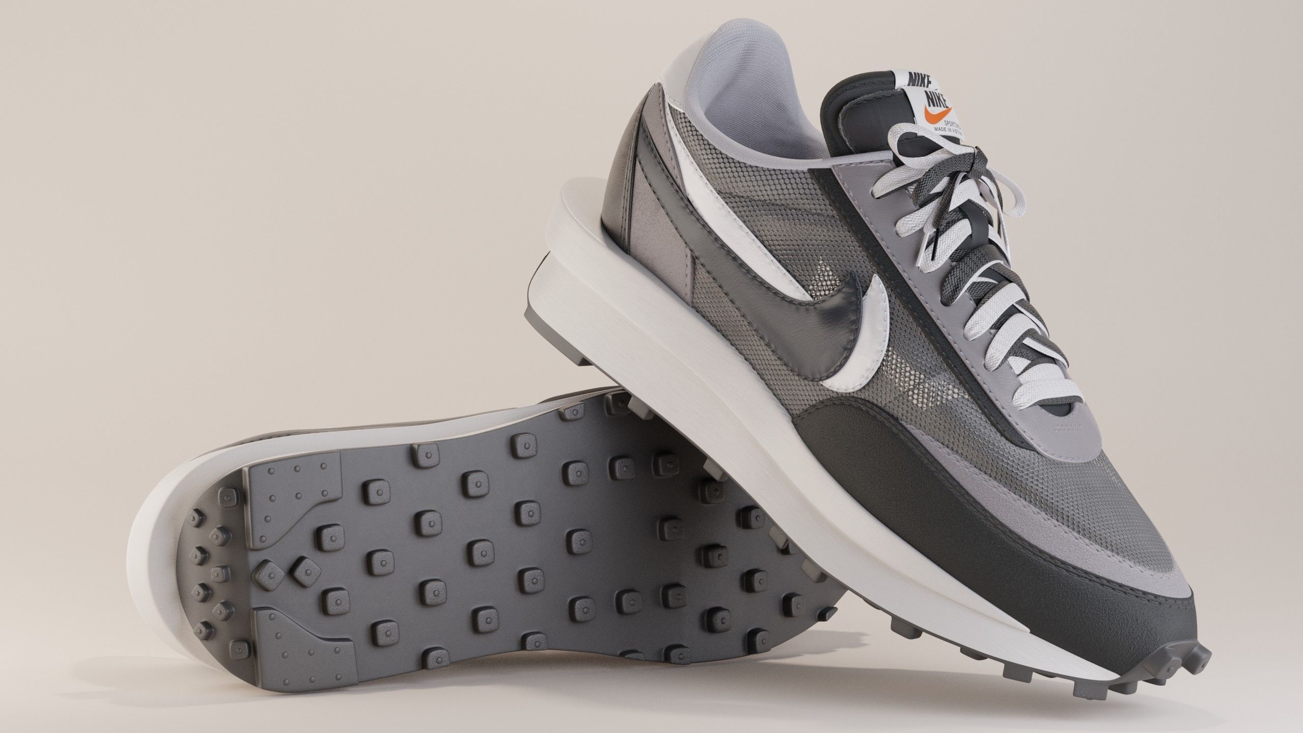 sacai ld waffle black on feet