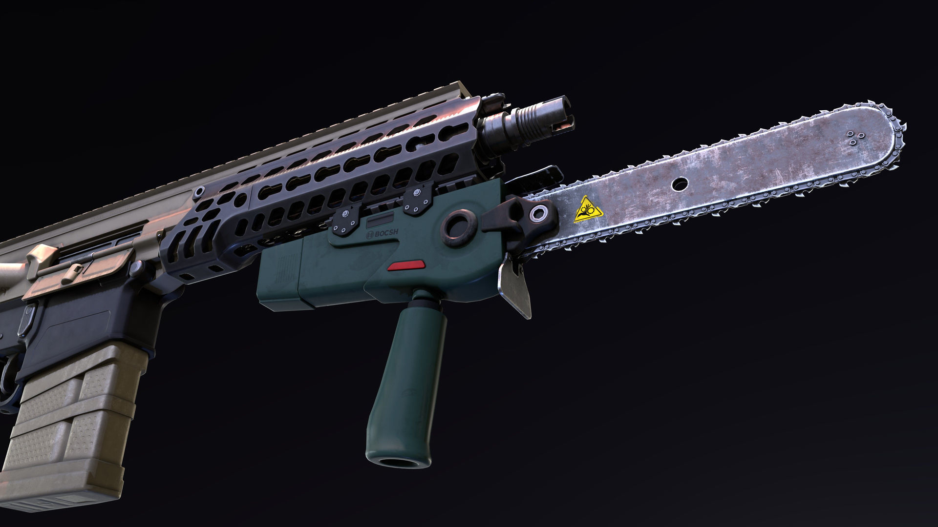 3D model Rifle Chainsaw Attachment VR / AR / lowpoly CGTrader