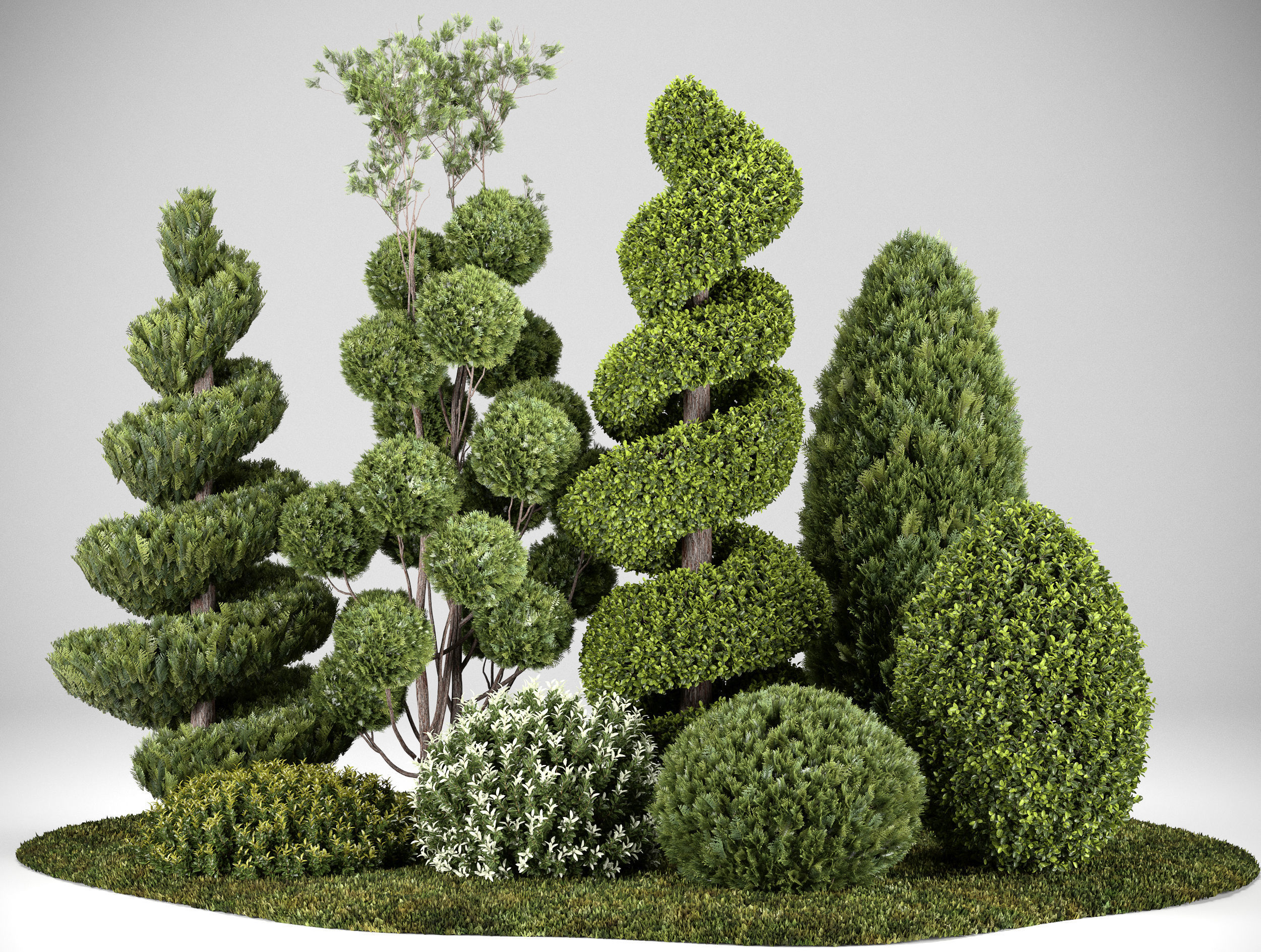 Groups of outdoor Decorative trees - Bushes - and Hedges 3D model ...
