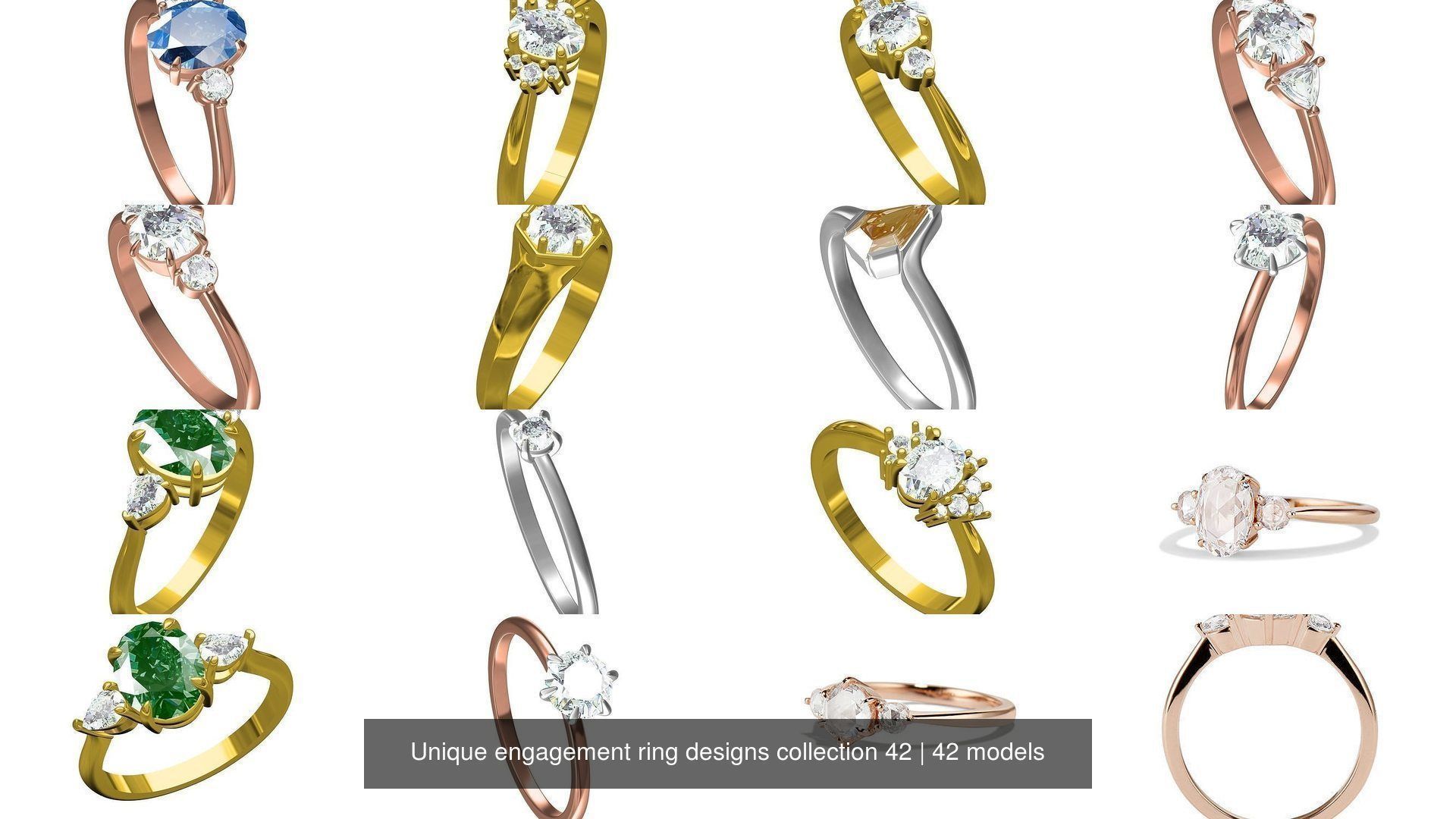 Unique engagement ring designs collection 42 CGTrader