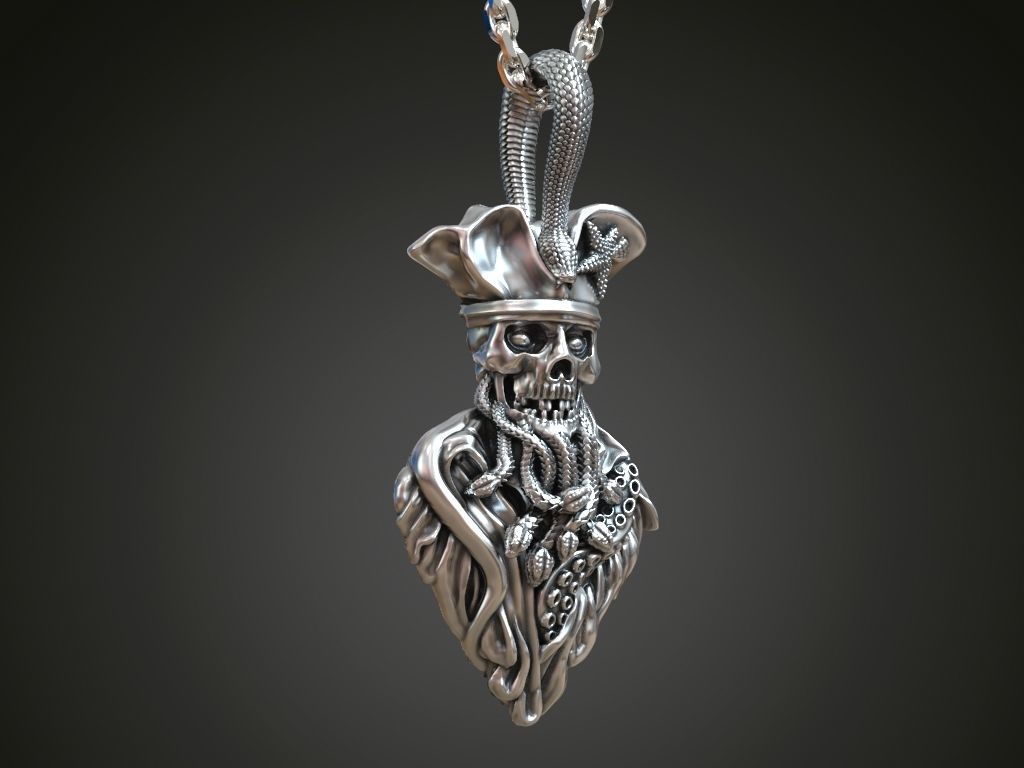 Pendant undead pirate skull snakes octopus tentacle 3D model 3D