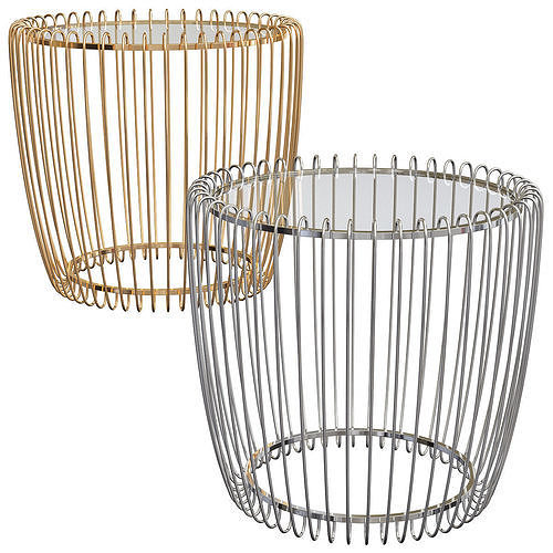 Lottie Round Silver End Table with Smoked Glass Top 3D model CGTrader