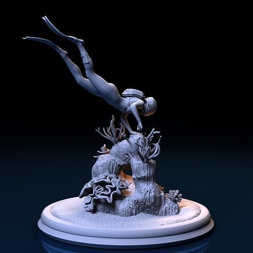SCIFI SCUBA DIVER DIORAMA 3D model 3D printable CGTrader