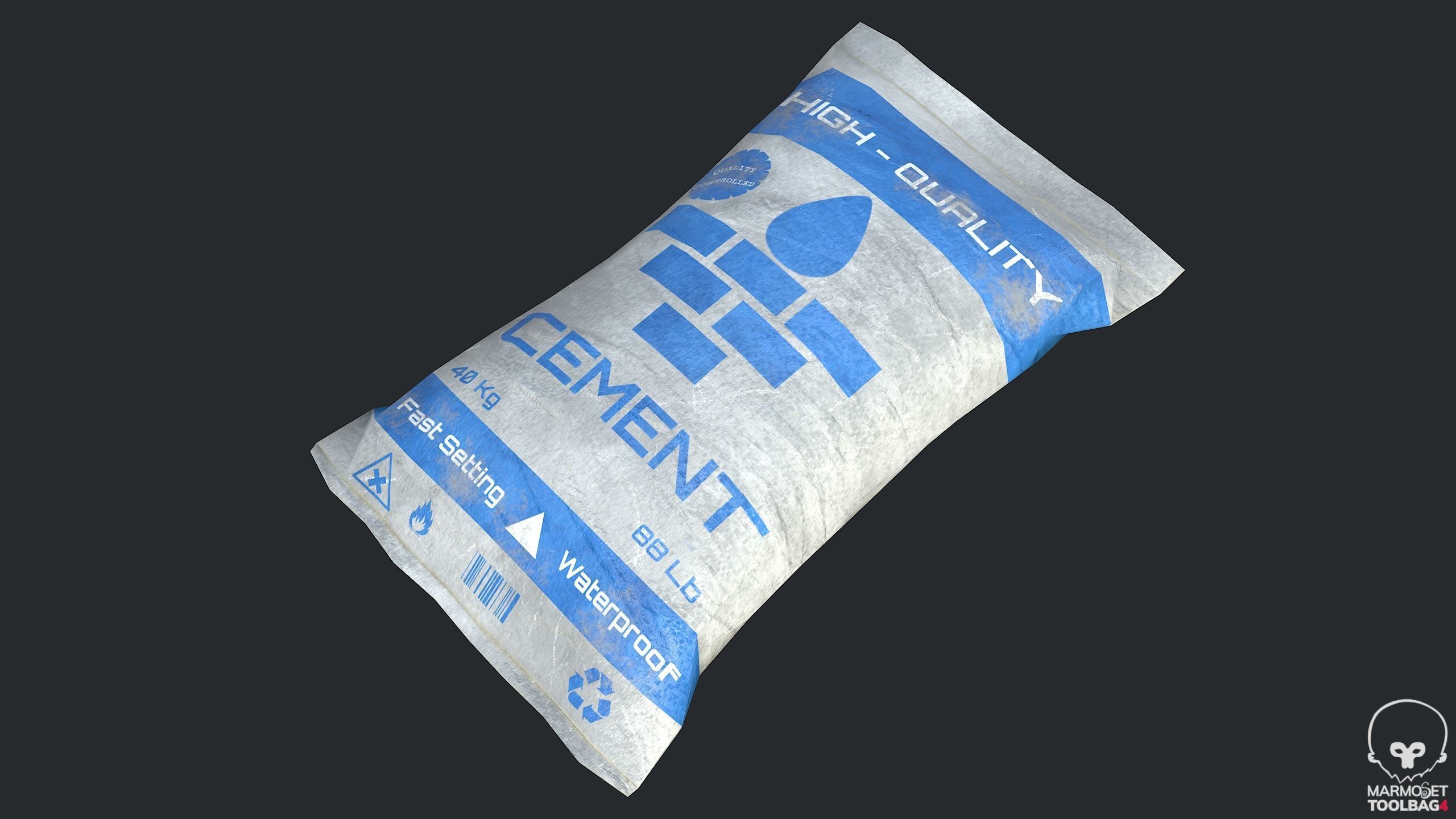 3D model Concrete Mixer Water Tank PalletCement Bag Concrete