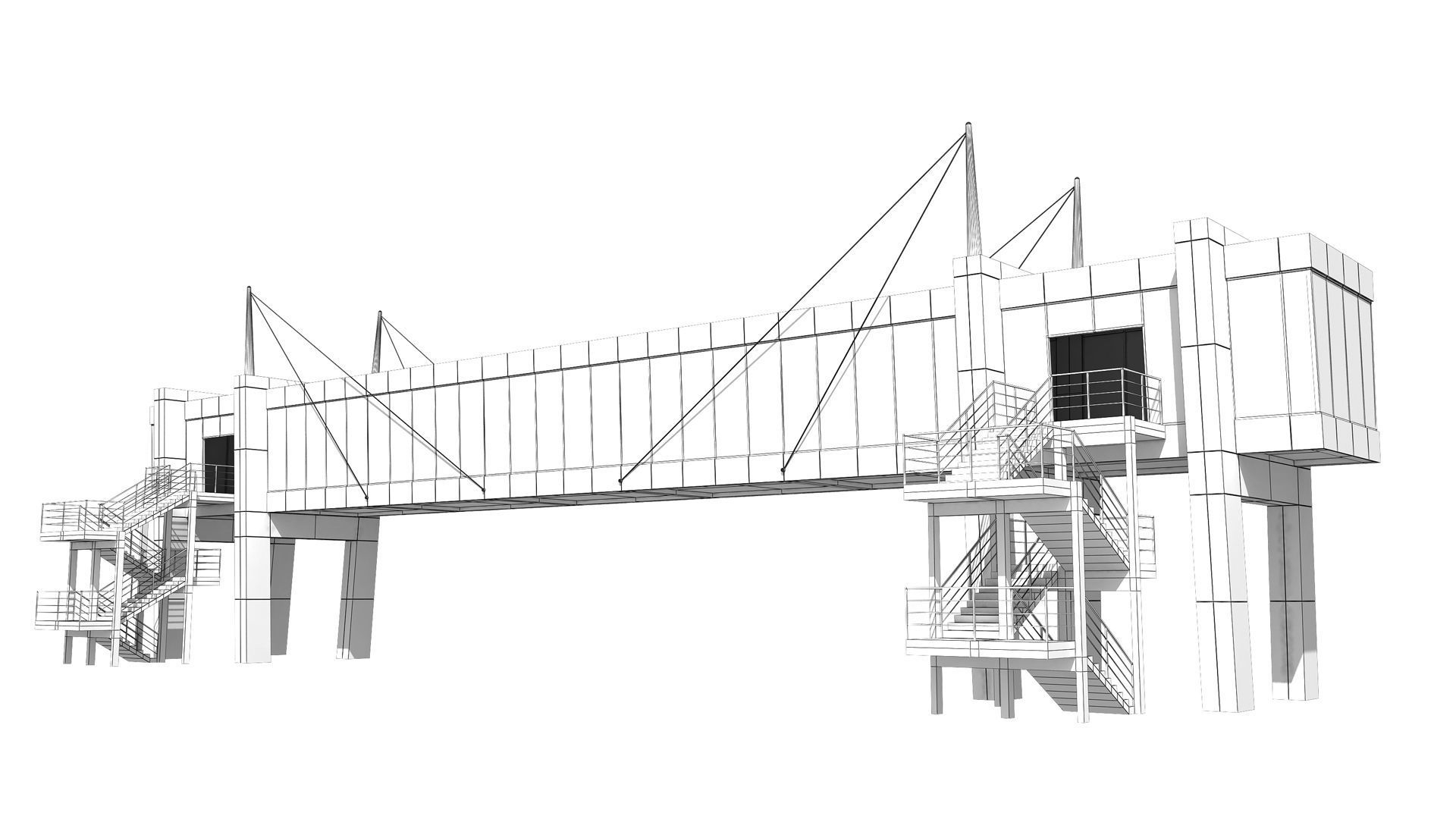 Street Pedestrian Bridge 3D model CGTrader