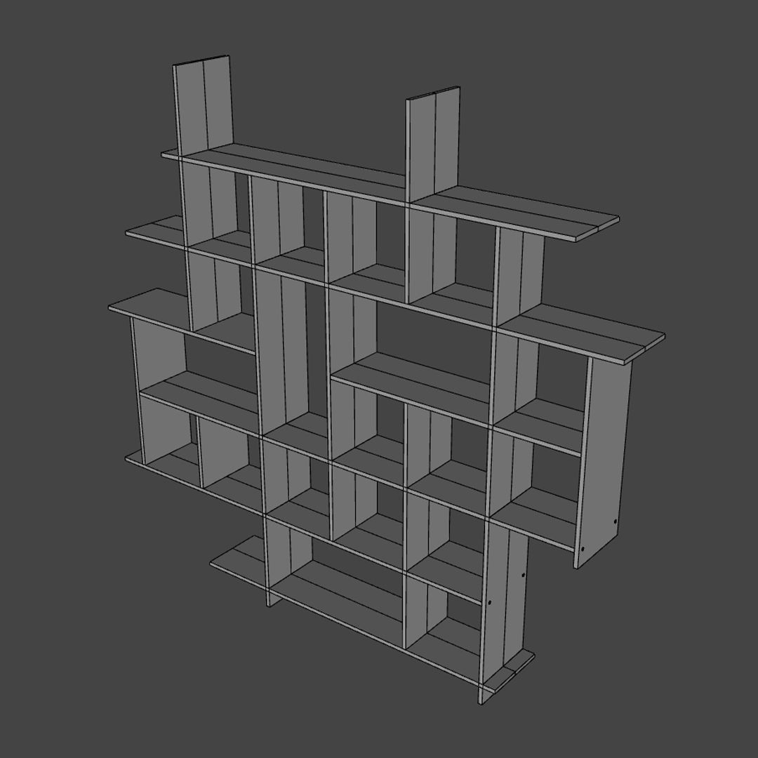 3D model Wall Bookshelf VR / AR / lowpoly CGTrader