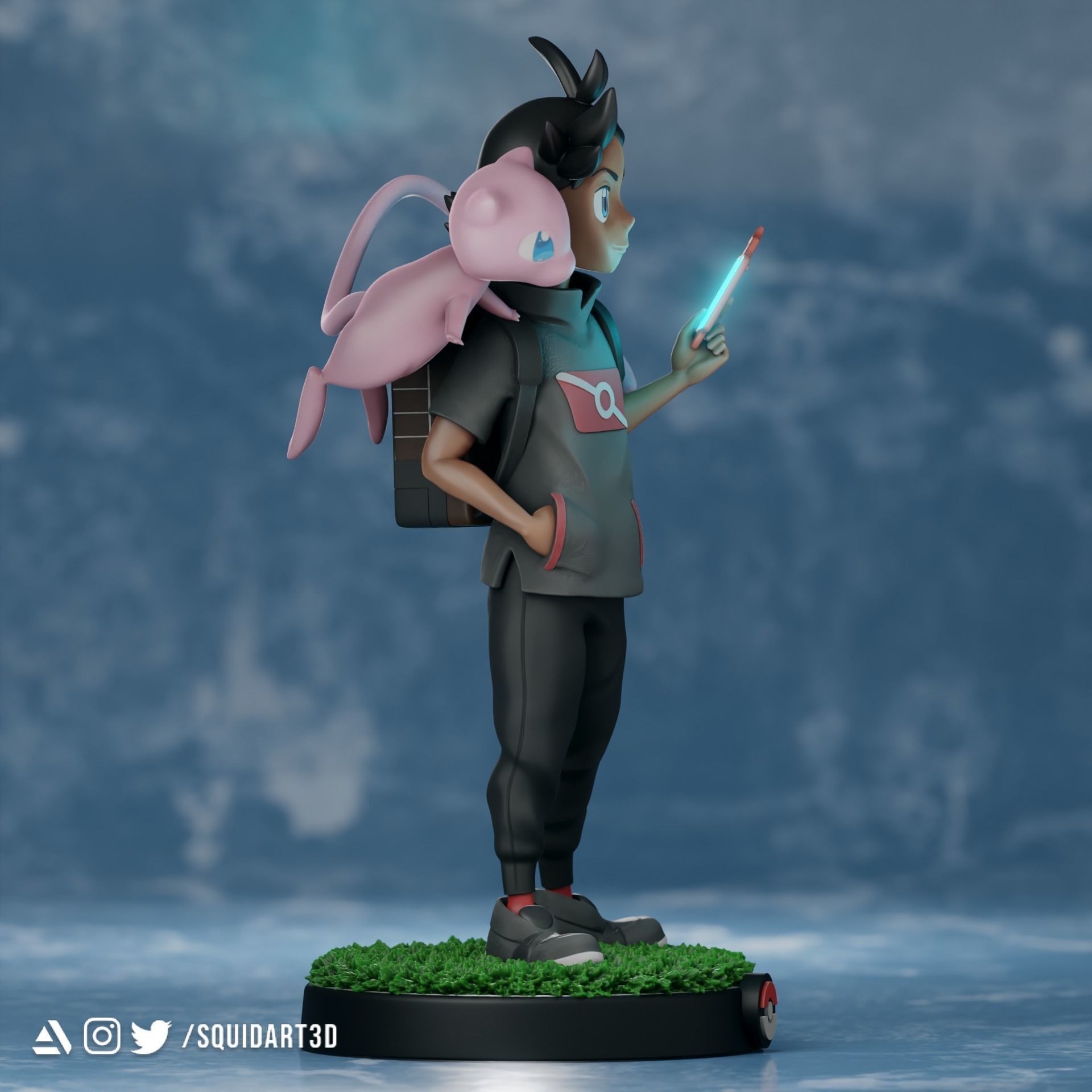 Goh and Mew - Pokemon Journeys Figure 3D model 3D printable | CGTrader