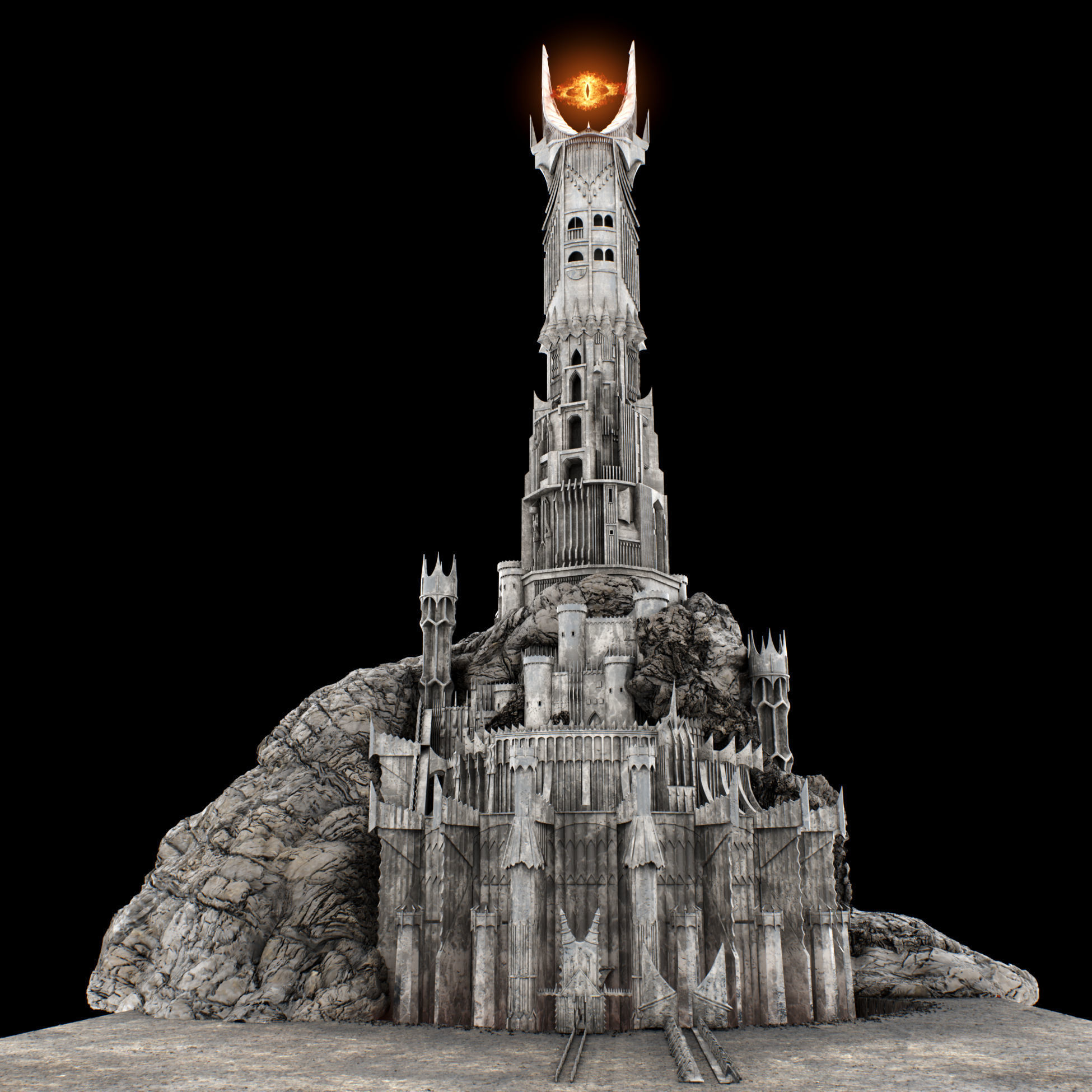 Baraddur PBR lord of rings tower 3D model CGTrader