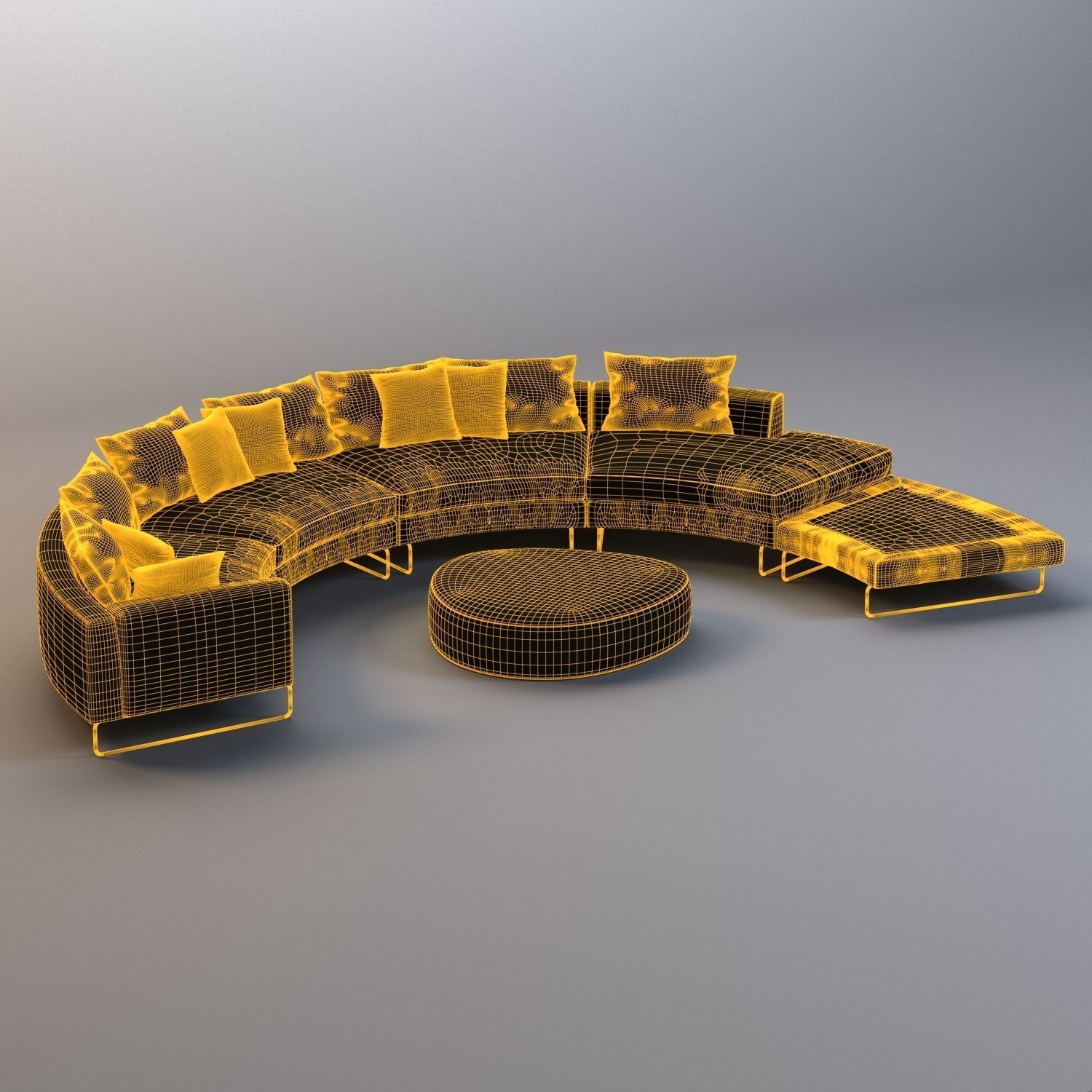 Half Moon Curved Sectional Sofa Leather 3D model CGTrader