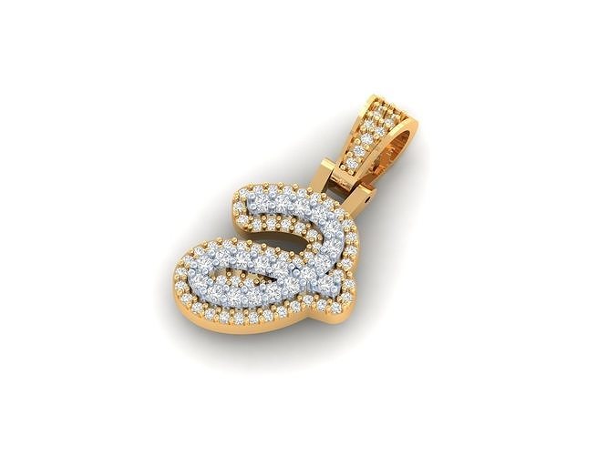 Custom Cursive J Pendant Alphabets Pendant Letter Pendant 3D model
