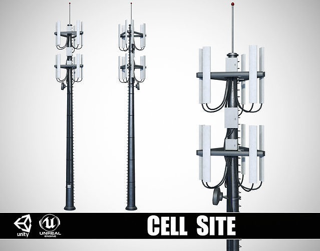 Cell Site Tower Low-poly 3D model