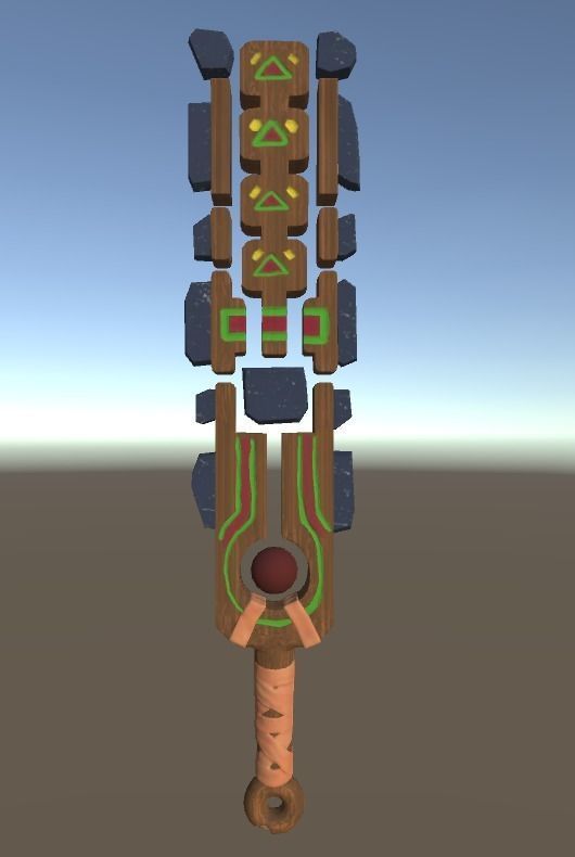 3D model Wooden sword stylized PBR low poly game ready VR / AR / low ...