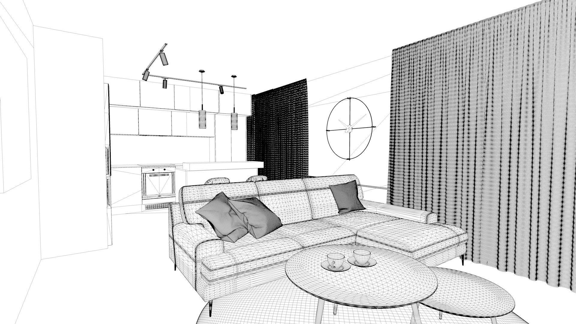 Black and wood interior 3D model | CGTrader