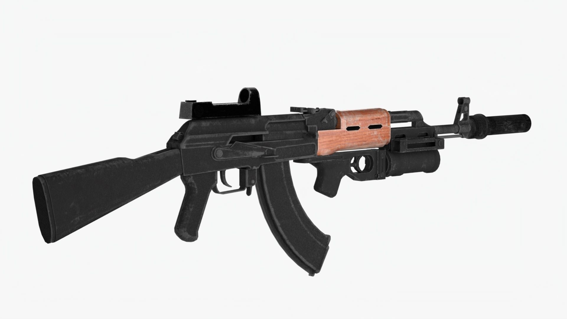 3D model 4K Textures Assault Rifle AKM Lowpoly VR / AR / low-poly ...