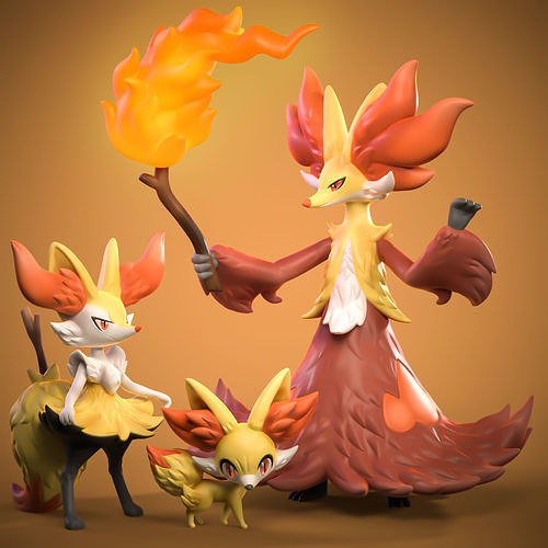 FENNEKIN EVOLUTIONS 3D model 3D printable | CGTrader