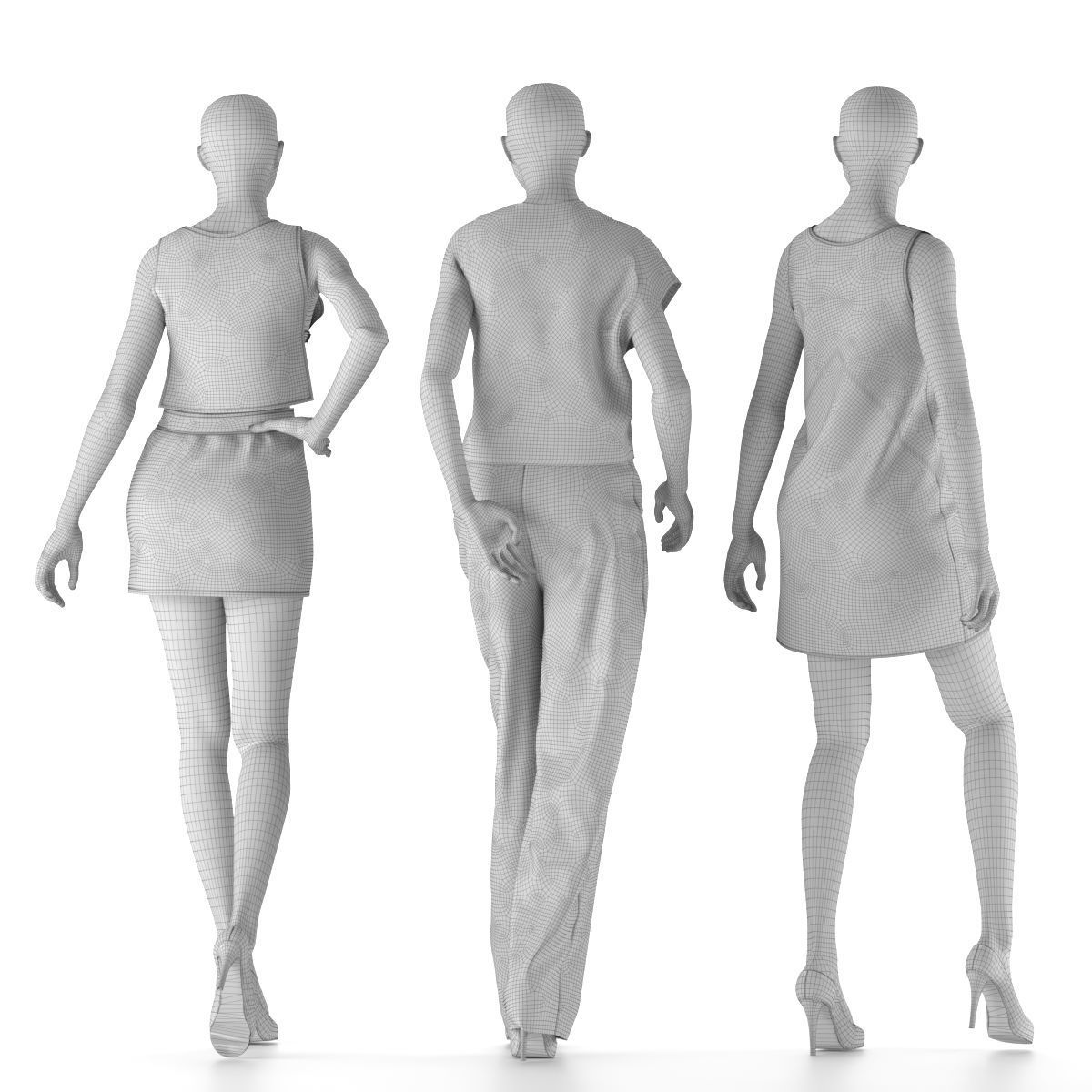 Mannequin Set 02 free VR / AR / lowpoly 3D model CGTrader
