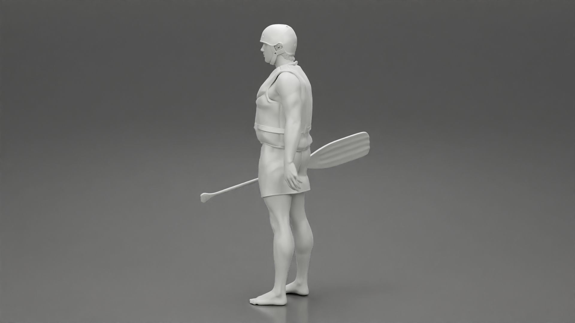 Man in rafting outfit standing and holdinga paddle pose 2 3D model 3D