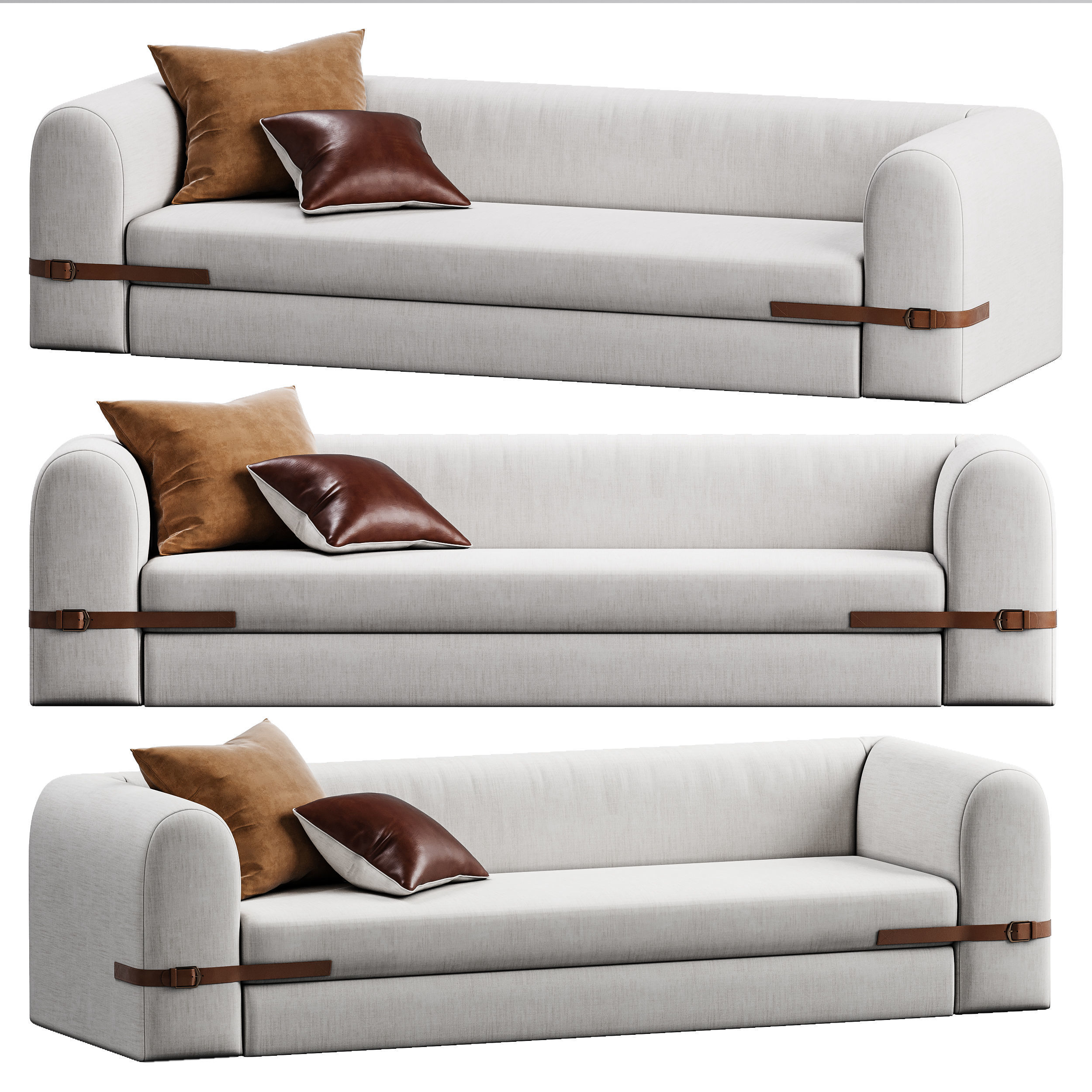 ALESSO SNOW WHITE SLEEPER SOFA 3D model CGTrader