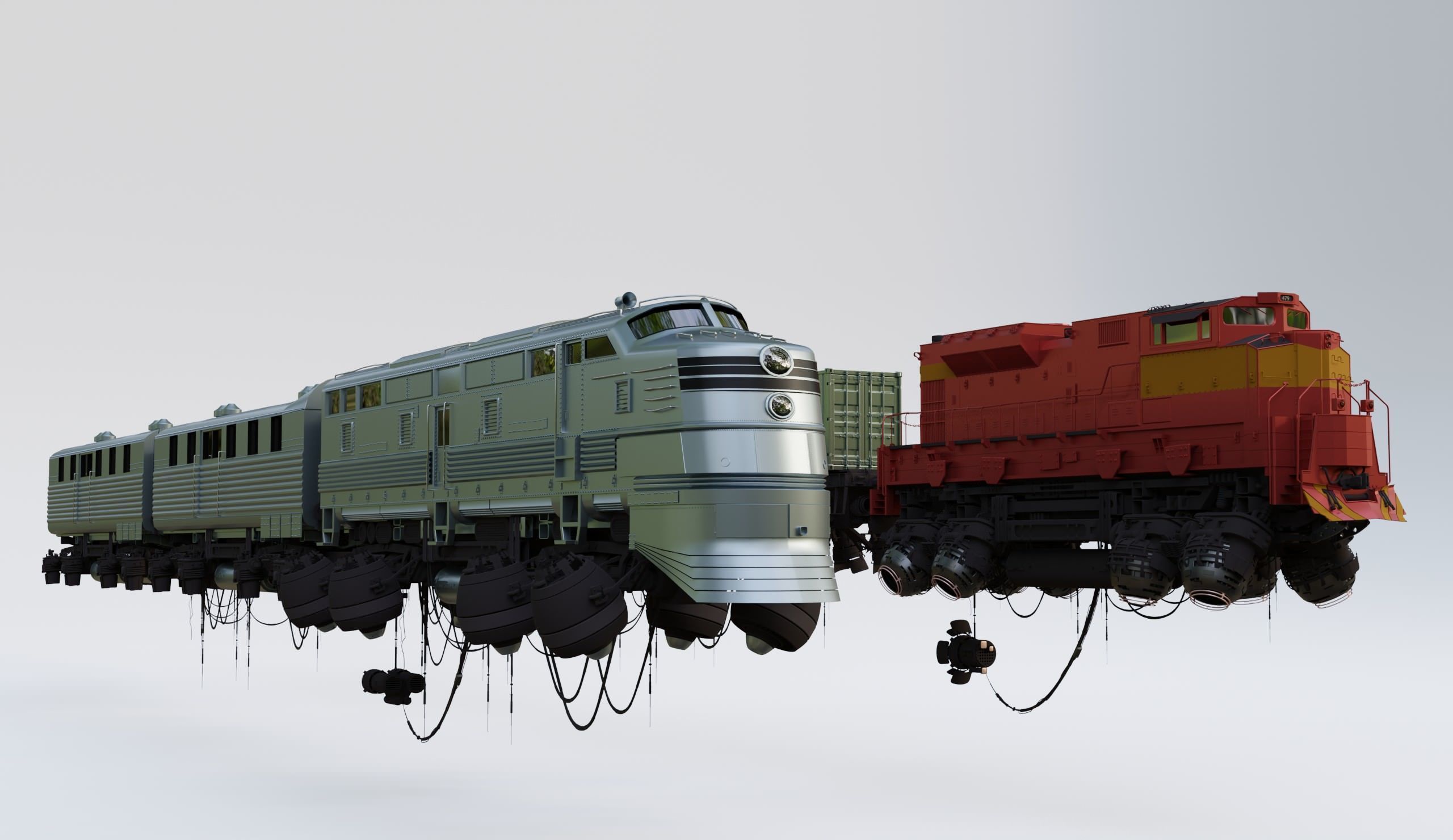 Levitating trains 3D model | CGTrader