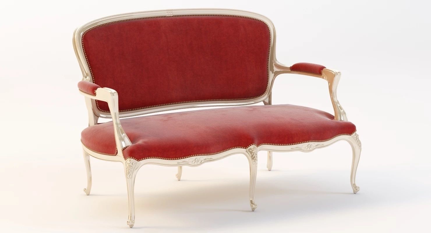 French 19th Century Settee 3D model CGTrader
