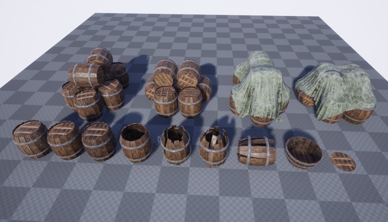 3D Model Collection Medieval barrels and crates Kit VR / AR / low-poly ...