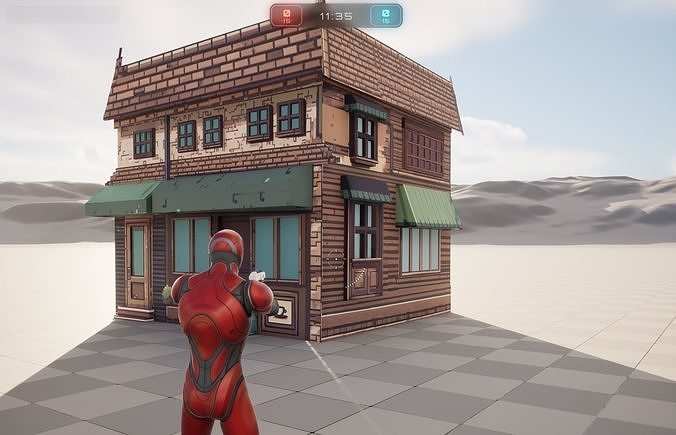 Pixel Art Coffee Shop Building 3D Game Ready Asset free VR / AR / low ...