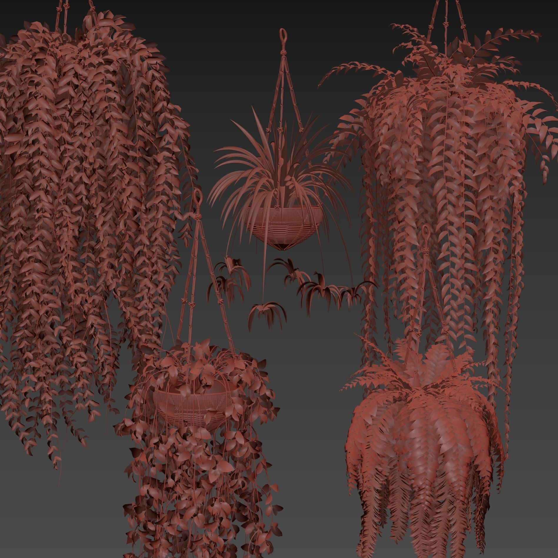 Rattan Plants Hangers 3D model CGTrader