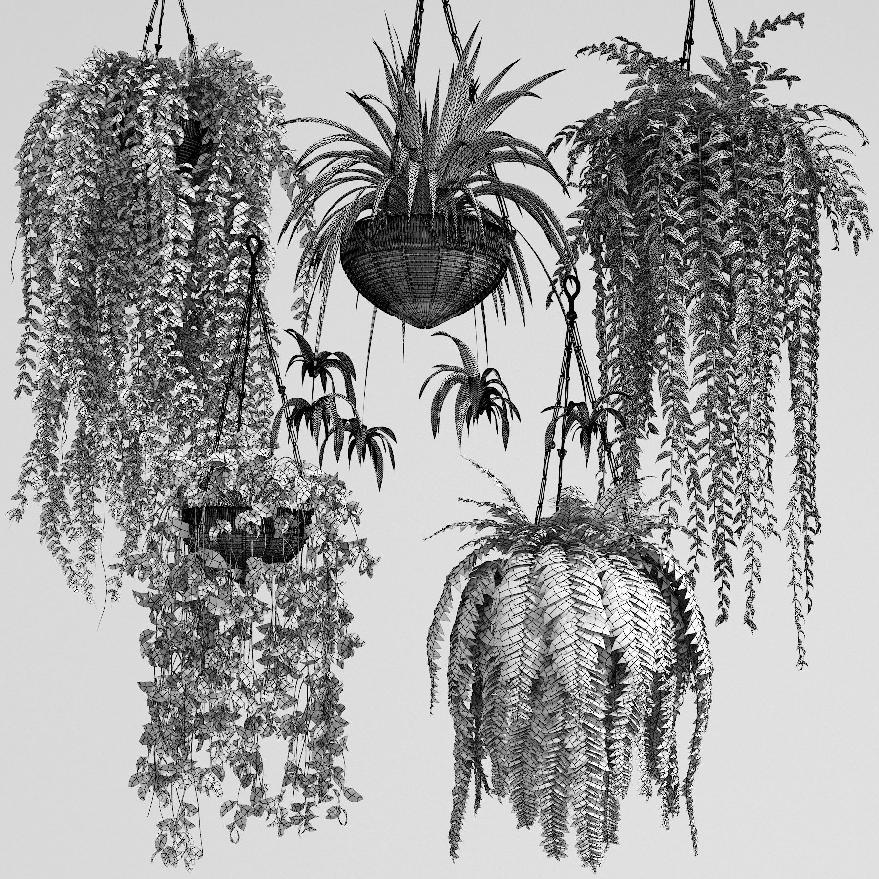 Rattan Plants Hangers 3D model CGTrader