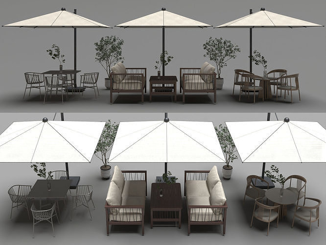 Outdoor tables and chairs 3D model CGTrader