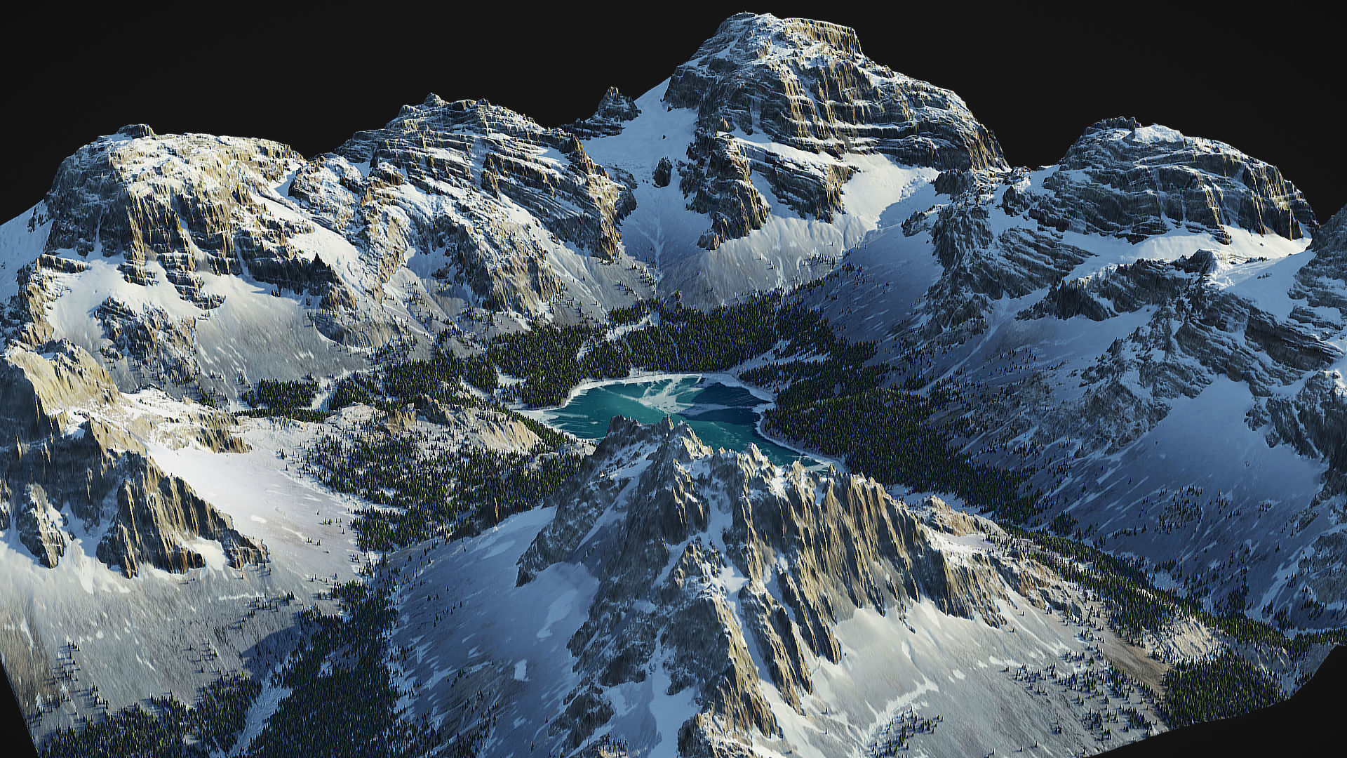 Mountain Lake Landscape - World Machine 3D model | CGTrader