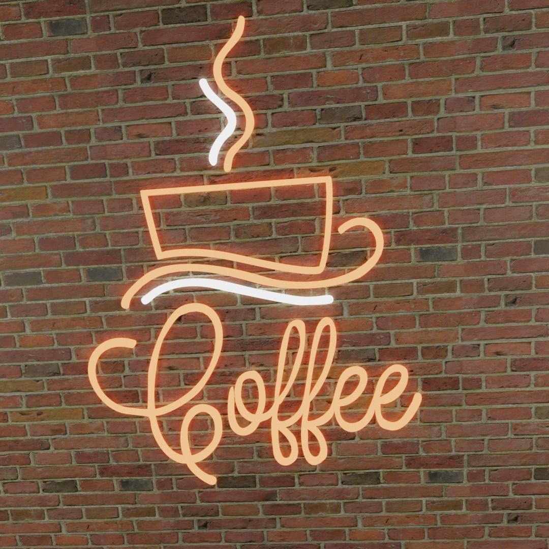 3D model Coffee Cup Neon Sign VR / AR / lowpoly CGTrader