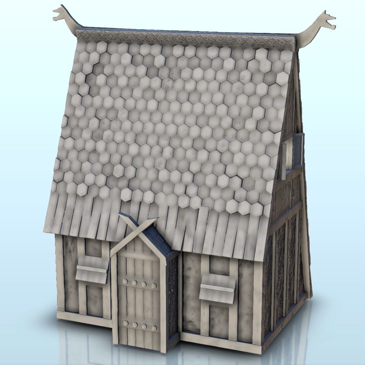 Viking house with high roof and big chimney 1 3D model 3D printable CGTrader