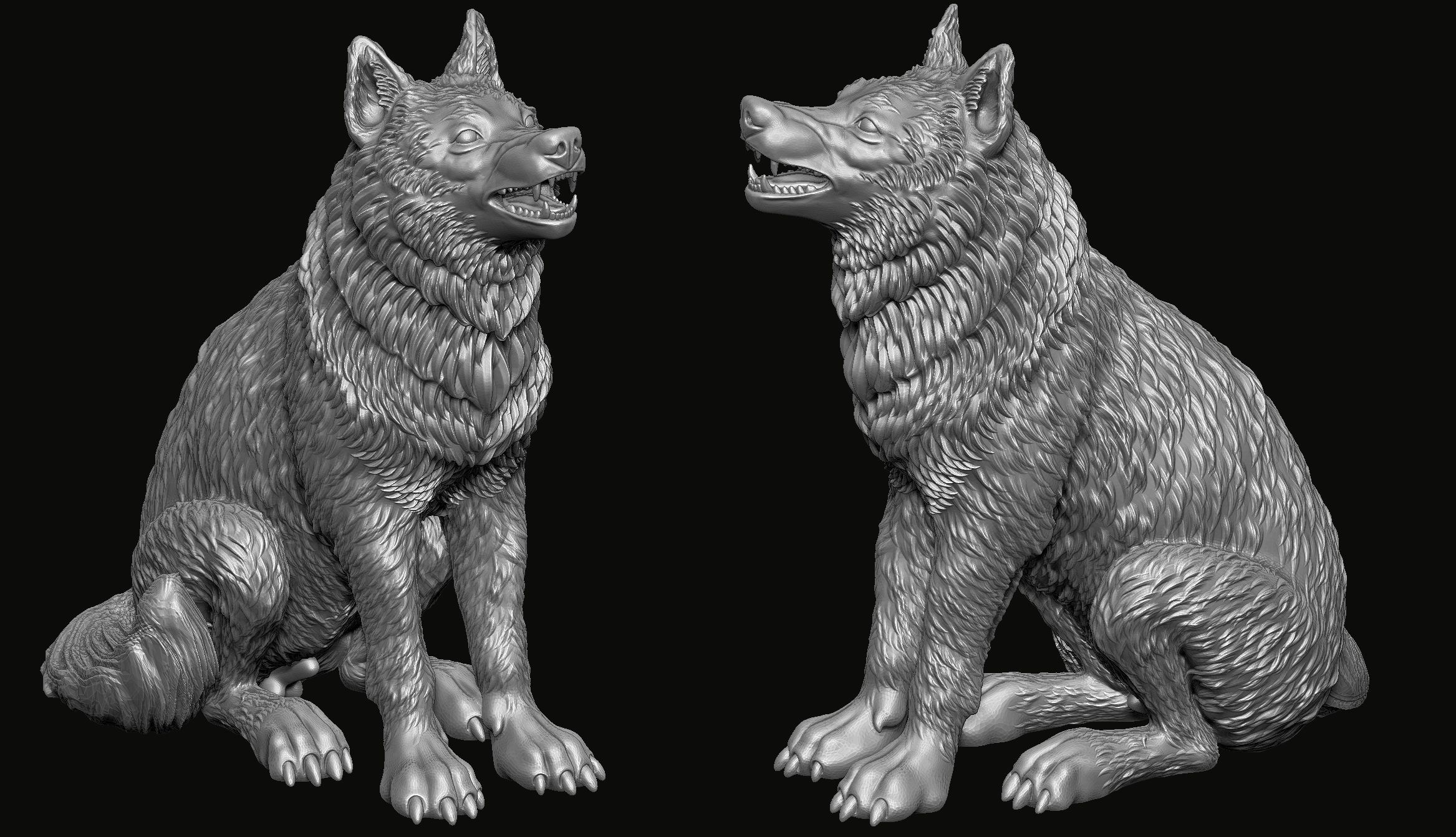 Wolf Statue 3D model 3D printable CGTrader