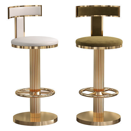 Gold Stainless Steel High Bar Stool Chair 3D model | CGTrader