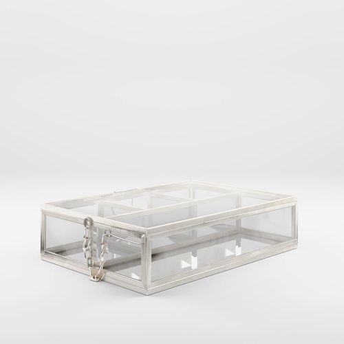 3D model 3D Model of a rectangular jewelry box in clear glass VR / AR ...