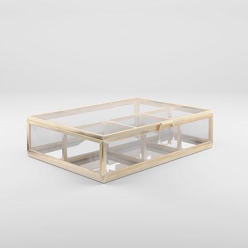 3D model 3D Model of a rectangular jewelry box in clear glass VR / AR ...