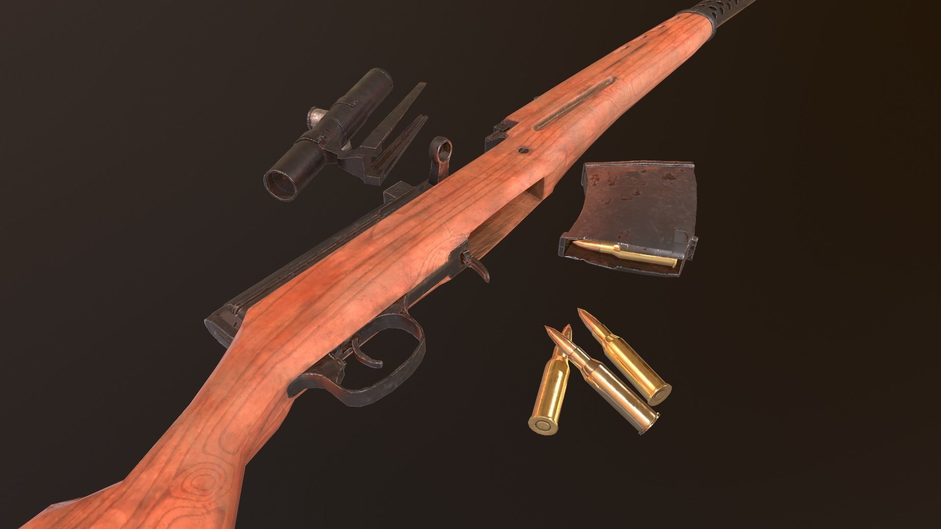 3D model SVT-40 Semi-Automatic rifle - PBR Low Poly Model VR / AR / low ...