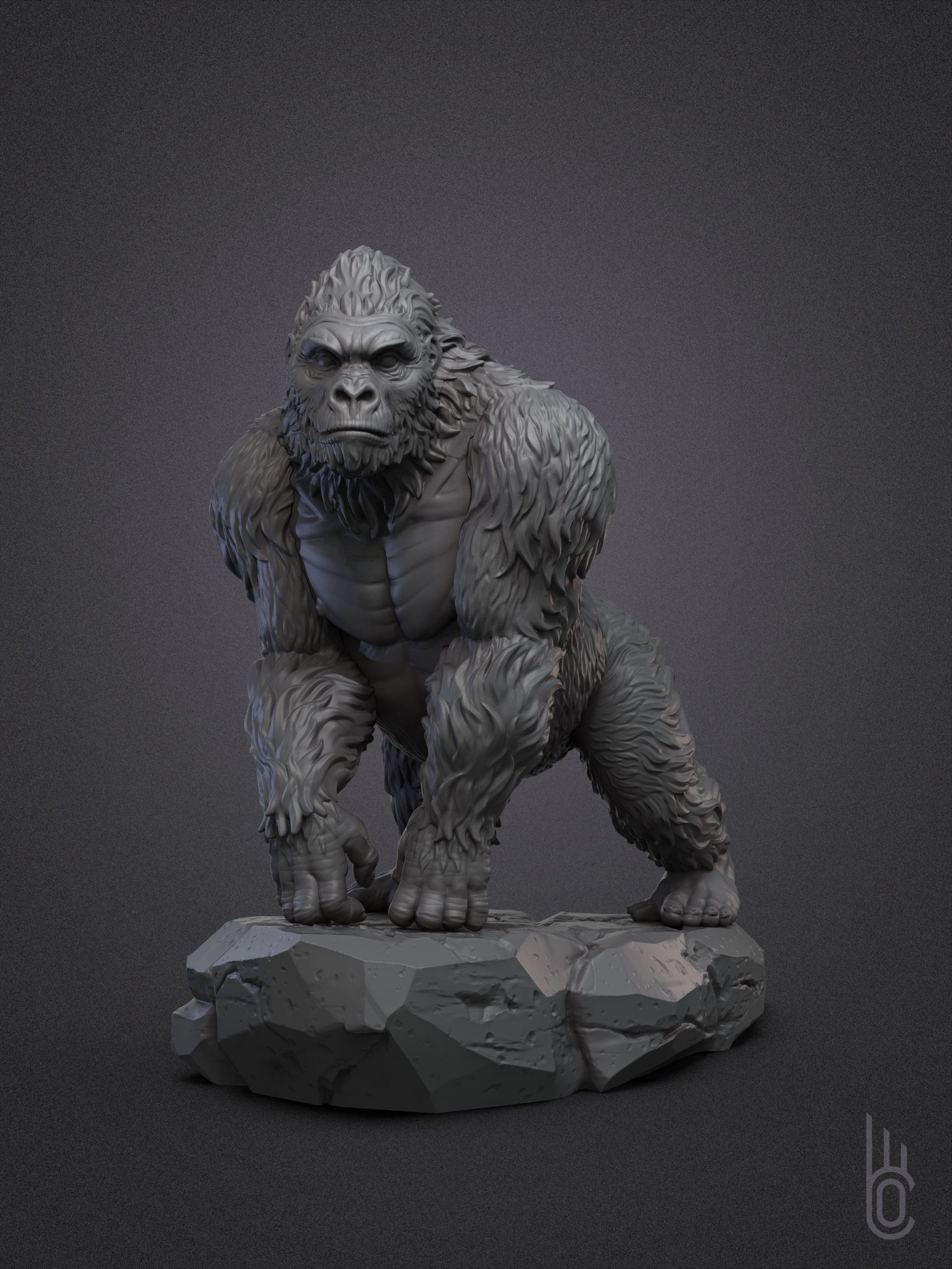 Gorilla on rock 3D model 3D printable | CGTrader