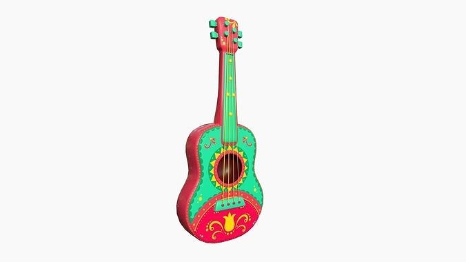 3D model Cartoon Mexican Guitar A01 Green Red - Music Instrument Design ...