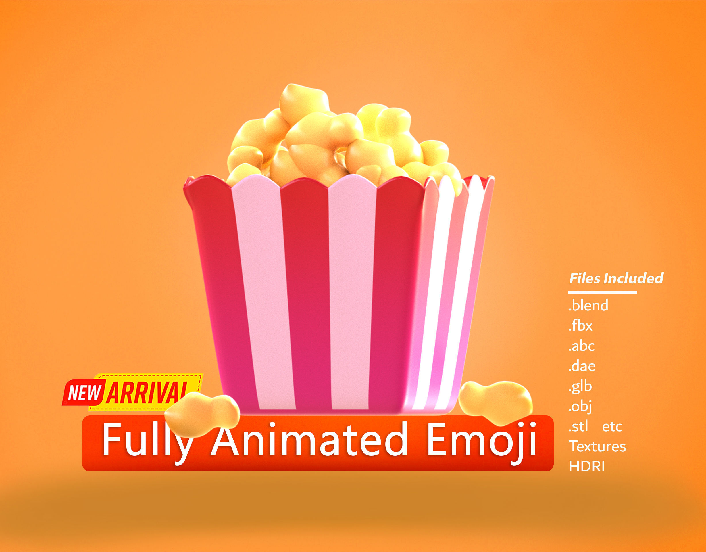 3D model Popcorn Emoji new Animated VR / AR / lowpoly CGTrader