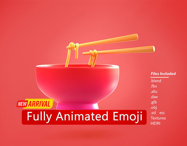 3D model Noodles Emoji new Animated VR / AR / lowpoly CGTrader