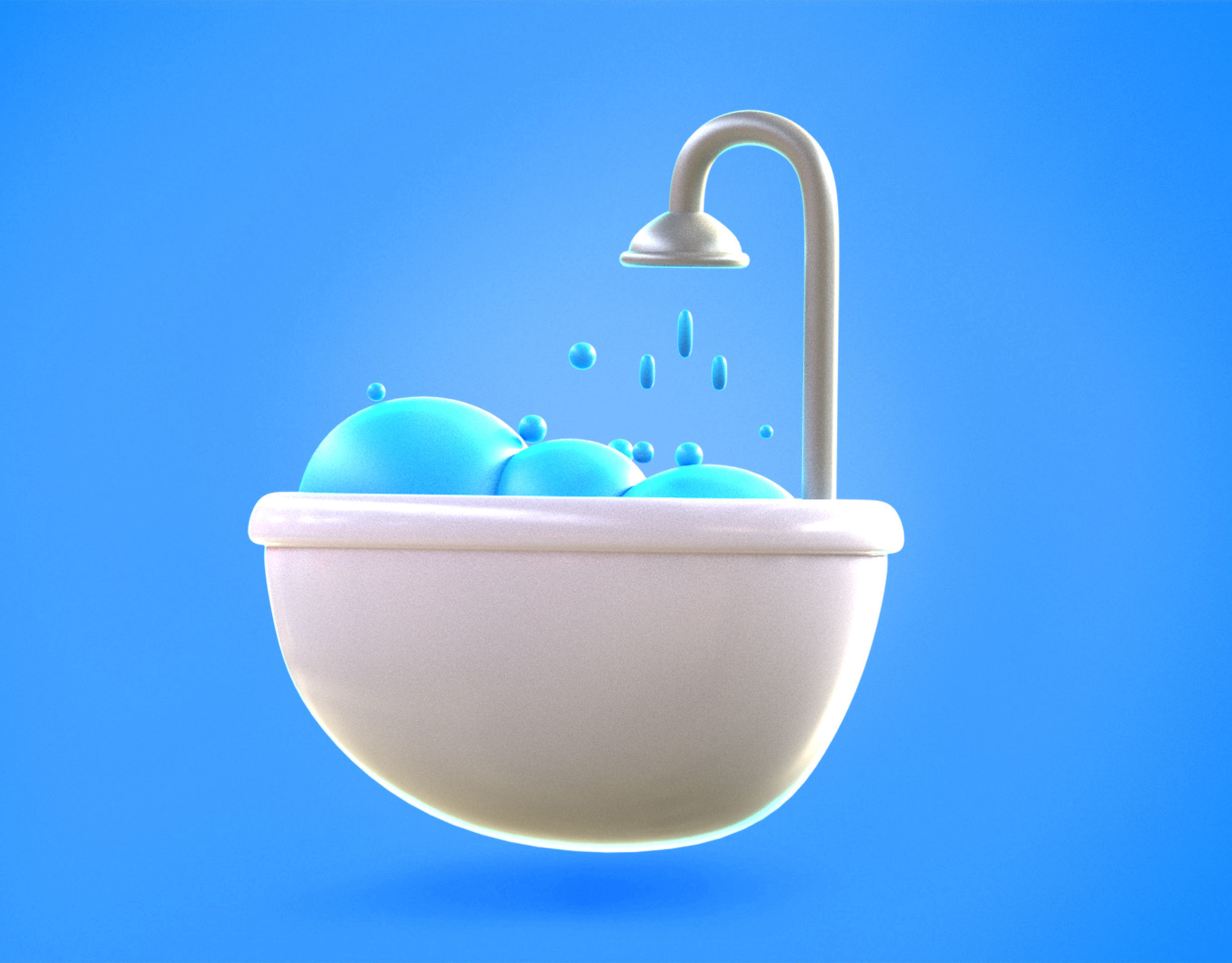 3D model Bath tub Emoji new Animated VR / AR / lowpoly CGTrader