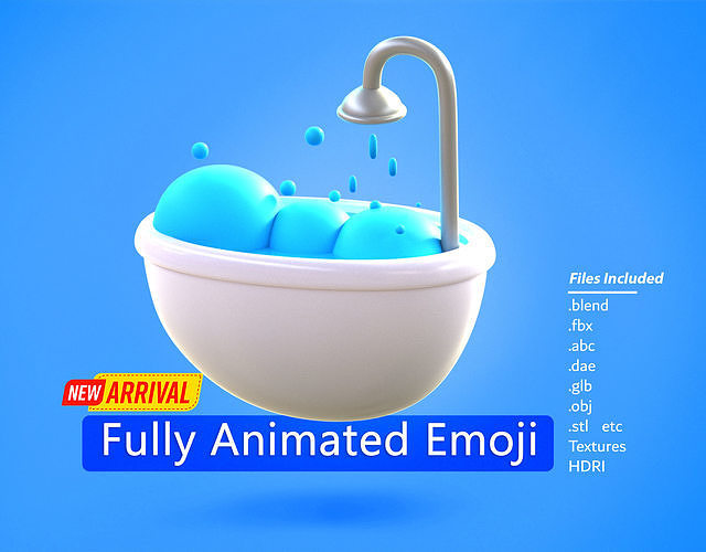 3D model Bath tub Emoji new Animated VR / AR / lowpoly CGTrader